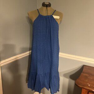 Old Navy Blue Halter Midi Dress with Ruffle Hem - Women’s Size M